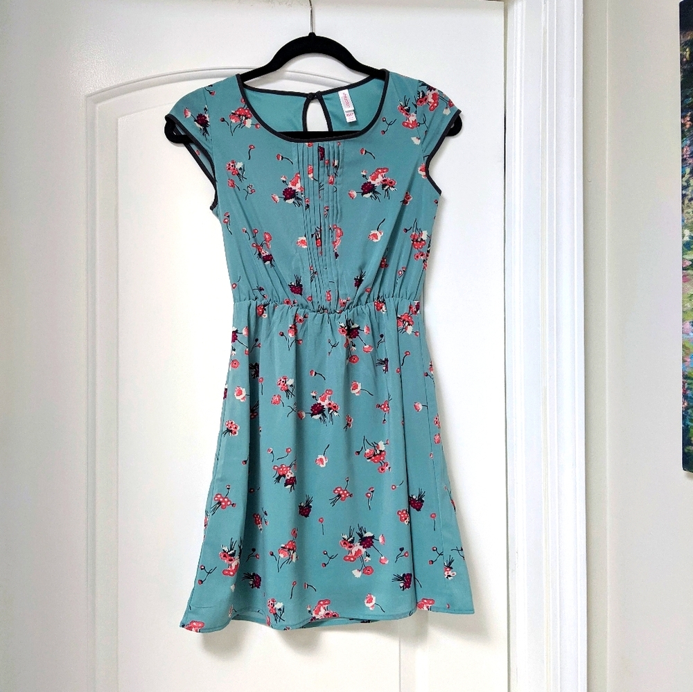 Xhilaration // Turquoise Floral Print Dress
